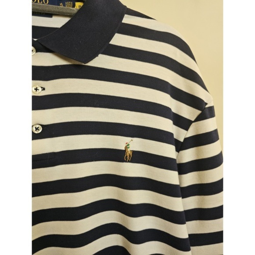 POLO Ralph Lauren Men Classic Fit Flesh Pony Blue/White Short Sleeve Shirt‎ XL